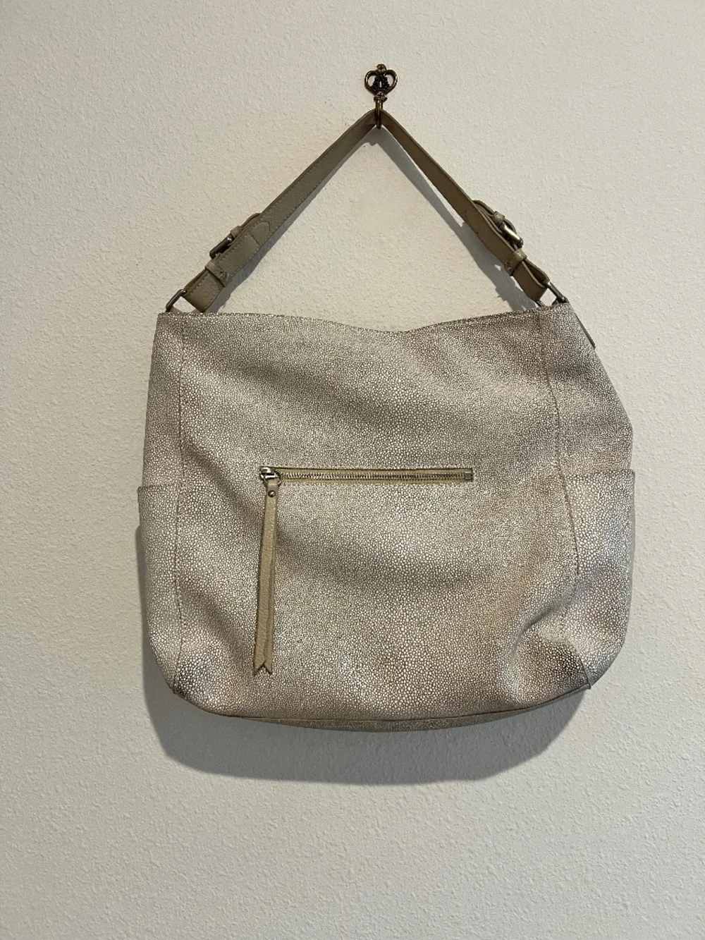 Sorial Lexi metallic taupe stingray-embossed leather hobo bag